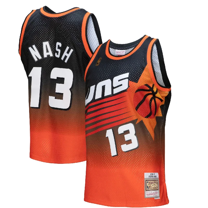 Basketball Jersey For Official Merchandise-Steve Nash Phoenix Suns 1996/97 Hardwood Classics Fadeaway Swingman Player Basketball Jersey - Orange/black