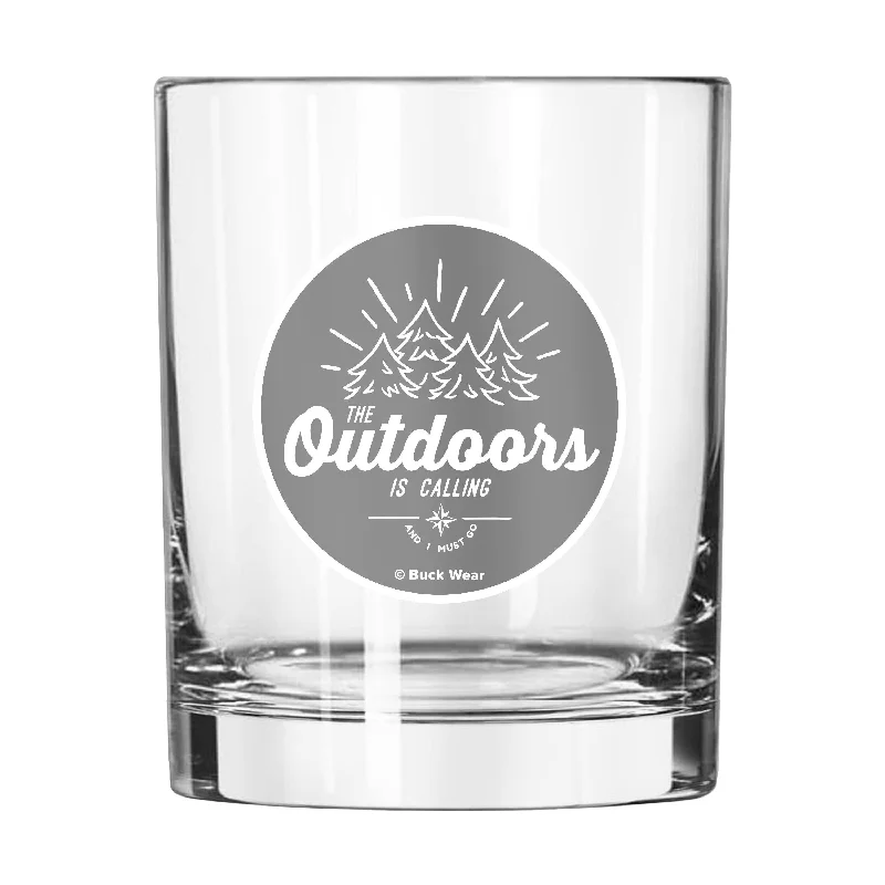 Team Mug For Softball Fan Customization-Outdoors Is Calling 14oz Rocks Glass