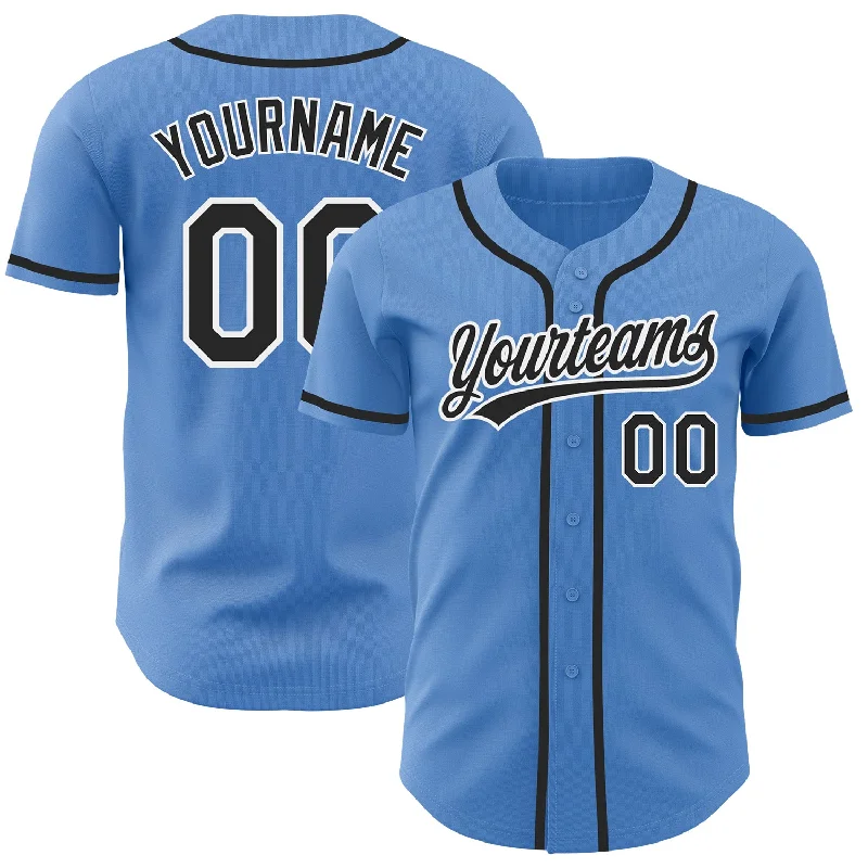 Baseball Jersey For Professional Fan Orders-Custom Powder Blue Black-White Authentic Baseball Jersey