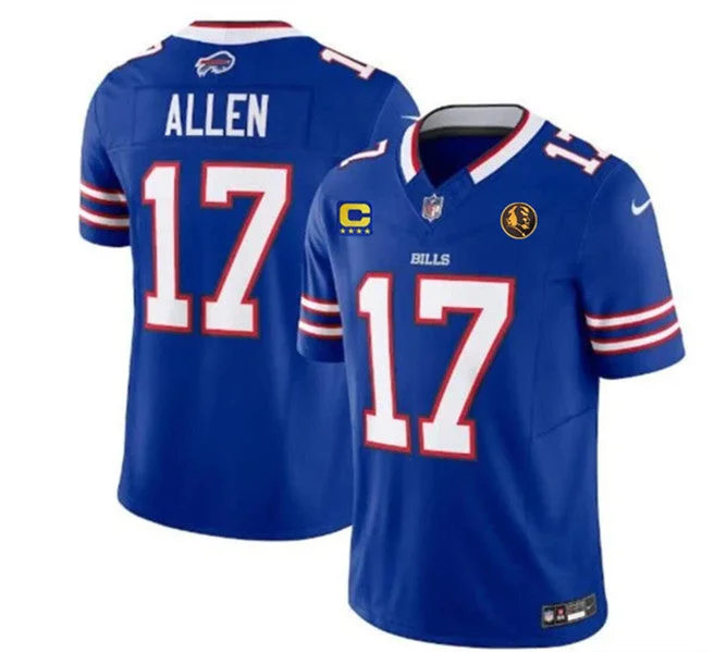 Football Jersey For High-School Teams-Men's Buffalo Bills #17 Josh Allen Blue 2023 F.U.S.E. With 4-star C Ptach And John Madden Patch Vapor Limited Football Stitched Jersey