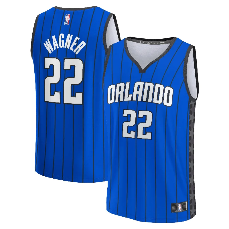 Basketball Jersey For Custom Player Recognition-Franz Wagner Orlando Magic Branded Fast Break Player Basketball Jersey - Statement Edition - Blue