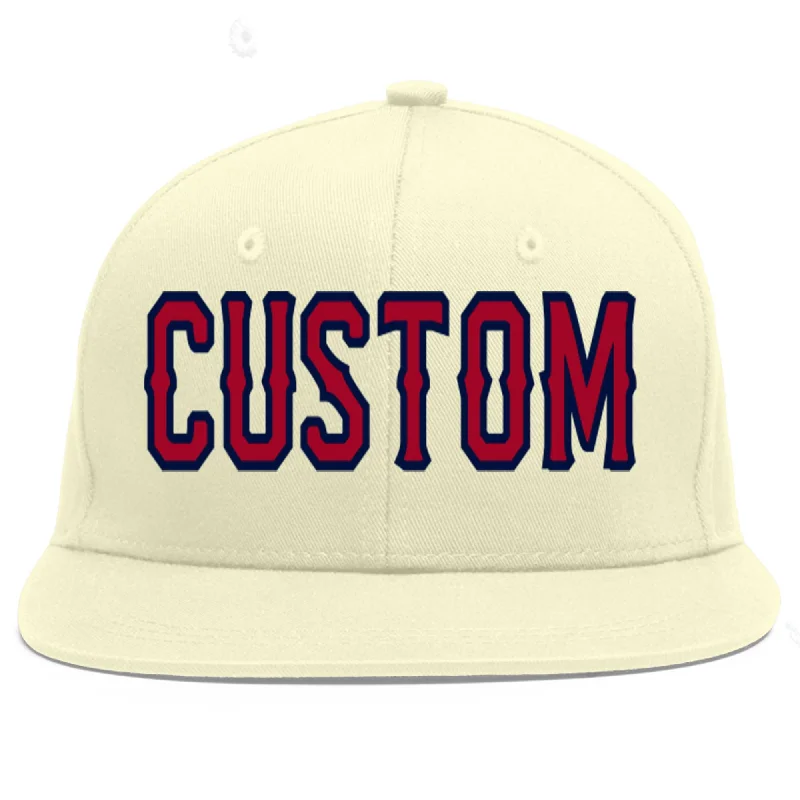 Baseball Cap For Corporate Gifts-Custom Cream Red-Navy Flat Eaves Sport Baseball Cap