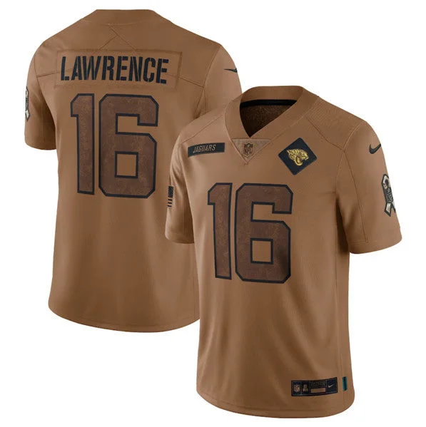 Football Jersey For Fan Club Apparel-Men's Jacksonville Jaguars #16 Trevor Lawrence 2023 Brown Salute To Service Vapor Untouchable Limited Football Stitched Jersey