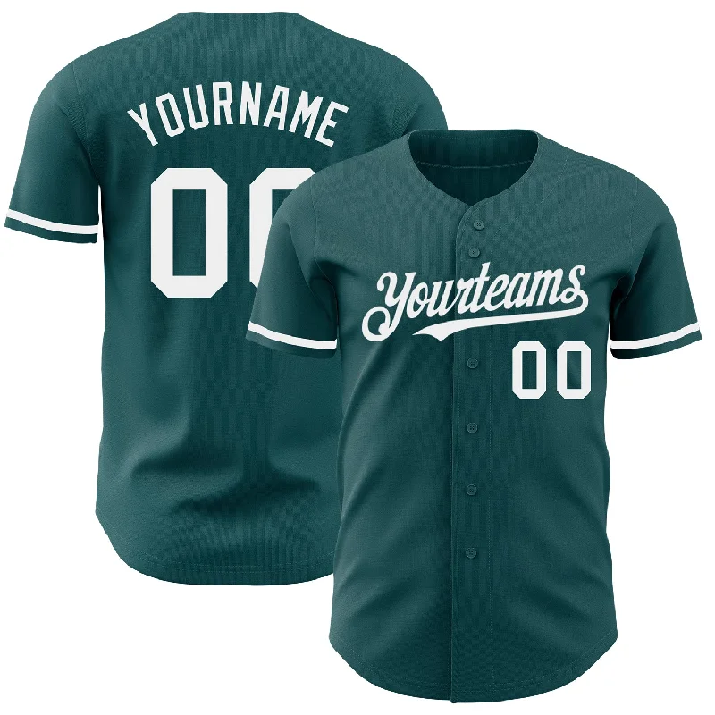 Baseball Jersey For Fan Merchandise Customization-Custom Midnight Green White Authentic Baseball Jersey