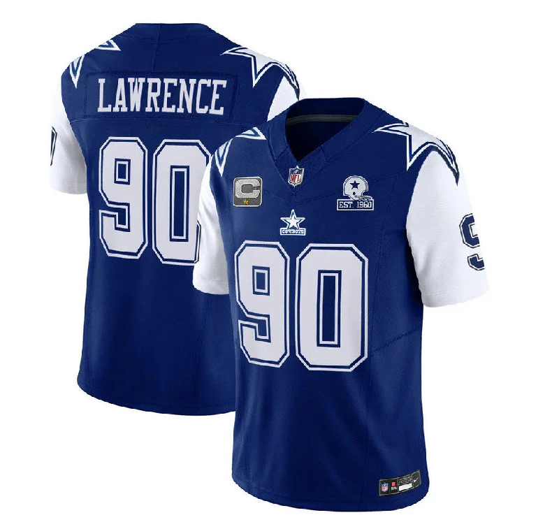 Football Jersey For School Teams-Men's Dallas Cowboys #90 DeMarcus Lawrence Navy 2023 F.U.S.E. With 1960 Patch Vapor Limited Football Stitched Jersey