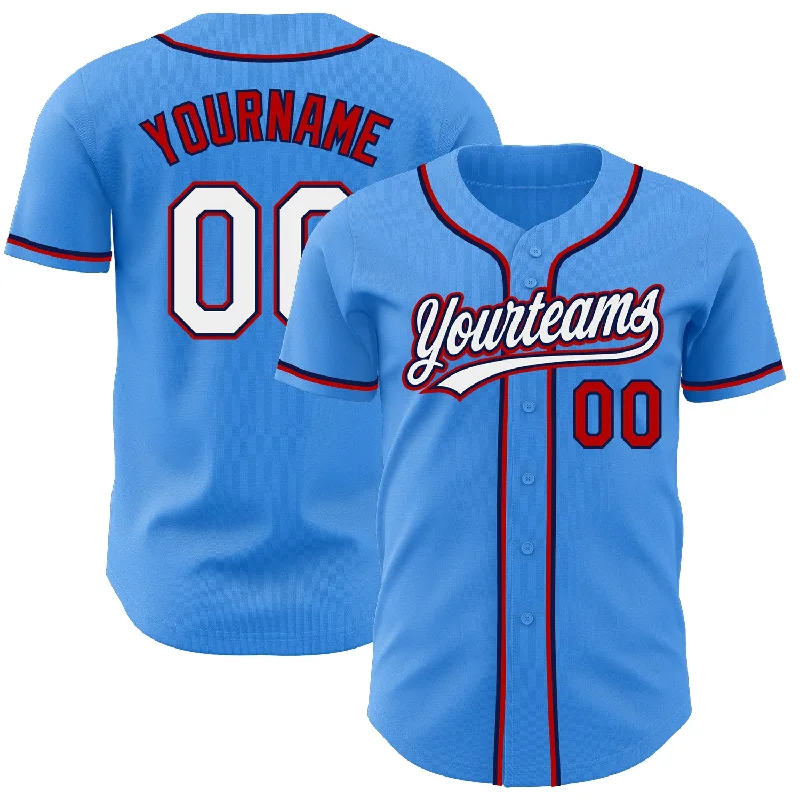 Baseball Jersey For Group Orders-Custom Electric Blue White Red-Navy Authentic Baseball Jersey