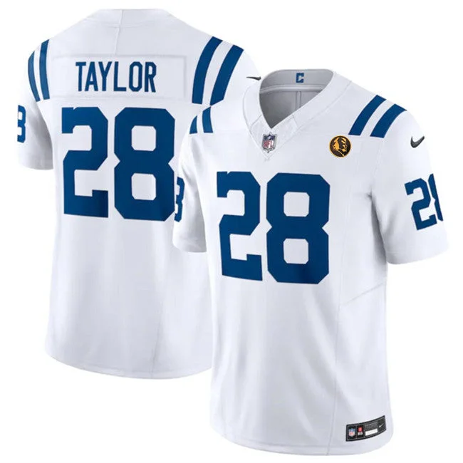 Football Jersey For Exclusive Fan Apparel-Men's Indianapolis Colts #28 Jonathan Taylor White 2023 F.U.S.E. With John Madden Patch Vapor Limited Football Stitched Jersey