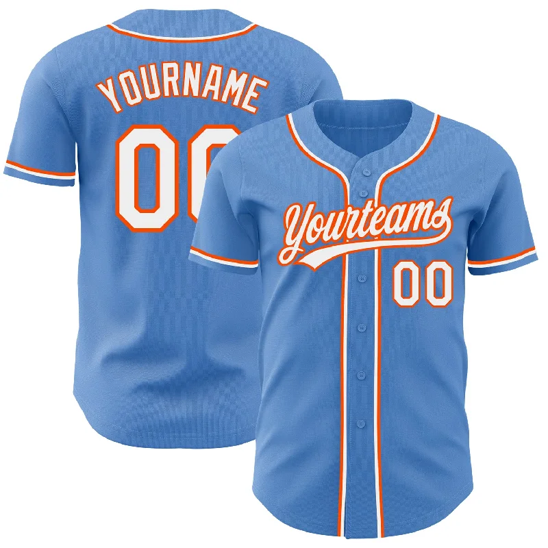 Baseball Jersey For Family Custom Apparel-Custom Powder Blue White-Orange Authentic Baseball Jersey