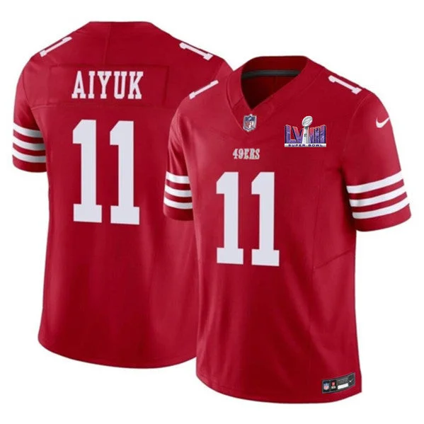 Football Jersey For College Teams-Men's San Francisco 49ers #11 Brandon Aiyuk Red 2024 F.U.S.E. Super Bowl LVIII Patch Vapor Untouchable Limited Football Stitched Jersey