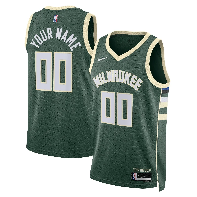 Basketball Jersey For Custom Fan Recognition-Milwaukee Bucks Unisex Swingman Custom Basketball Jersey Hunter Green - Icon Edition