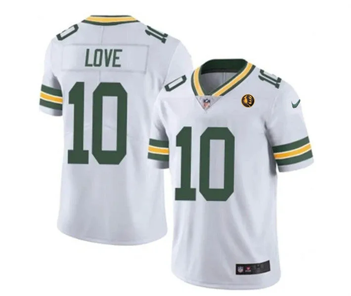 Football Jersey For Tournament Orders-Men's Green Bay Packers #10 Jordan Love White With John Madden Patch Vapor Limited Throwback Football Stitched Jersey