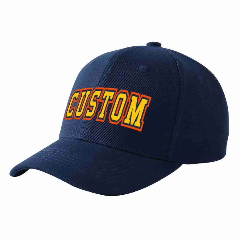 Baseball Cap With Custom Graphics-Custom Navy Gold-Navy Curved Eaves Sport Baseball Cap Design for Men/Women/Youth