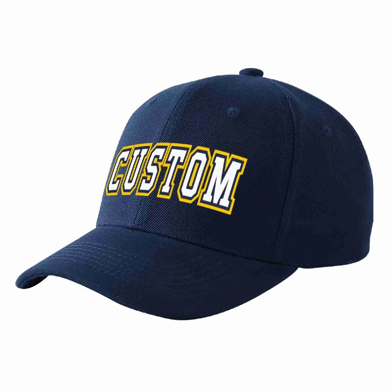 Baseball Cap For Group Orders-Custom Navy White-Navy Curved Eaves Sport Baseball Cap Design for Men/Women/Youth