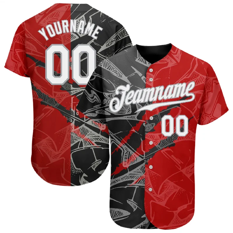 Baseball Jersey For Tournament Merchandise-Custom Graffiti Pattern White Black-Gray 3D Scratch Authentic Baseball Jersey