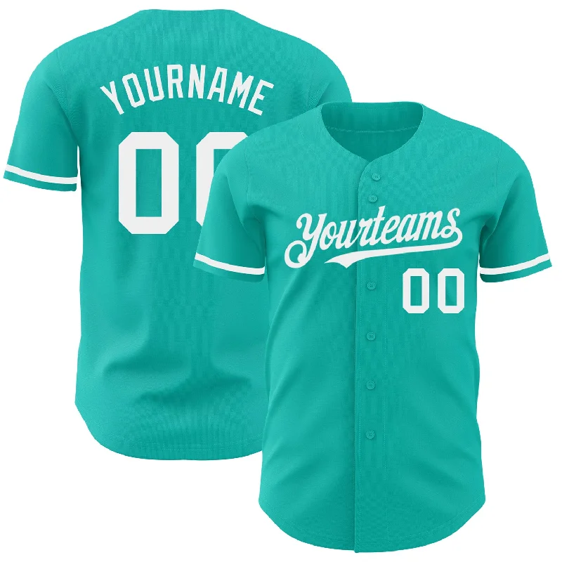 Baseball Jersey For Softball Fan Apparel-Custom Aqua White Authentic Baseball Jersey