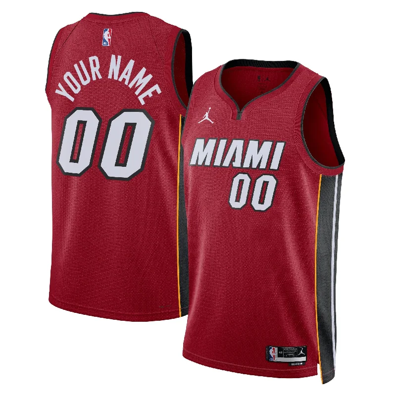 Basketball Jersey For Custom Event Merchandise-Miami Heat Jordan Brand Unisex 2022/23 Swingman Custom Basketball Jersey - Statement Edition - Red