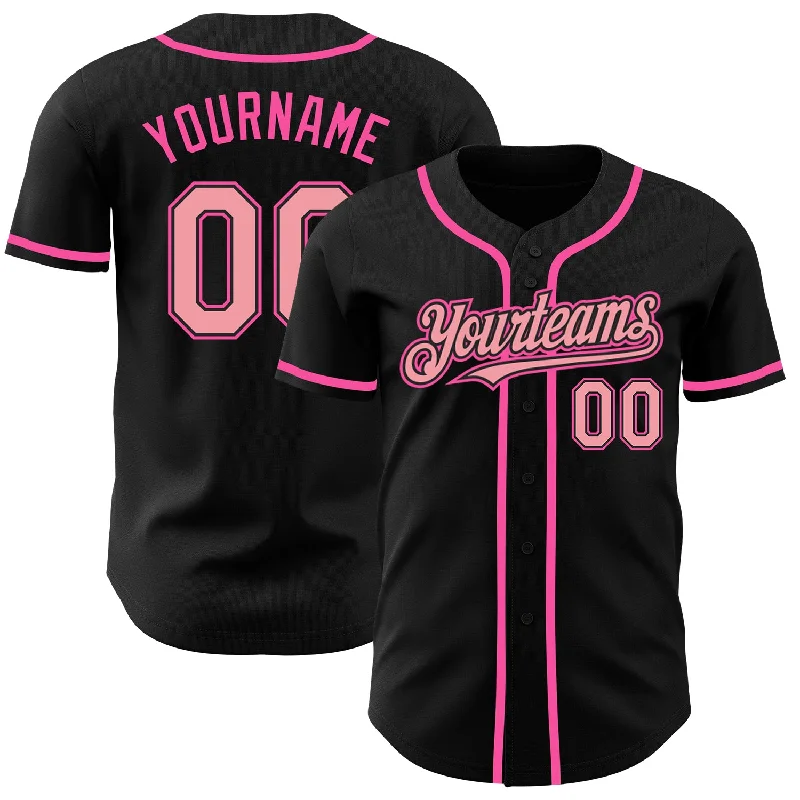 Baseball Jersey For Custom Player Gear Orders-Custom Black Medium Pink-Pink Authentic Baseball Jersey