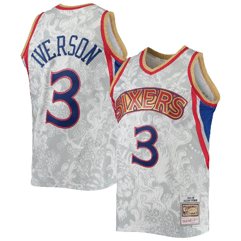 Basketball Jersey With Special Edition Designs-Allen Iverson Philadelphia 76ers Hardwood Classics 1996/97 Lunar New Year Swingman Basketball Jersey - White