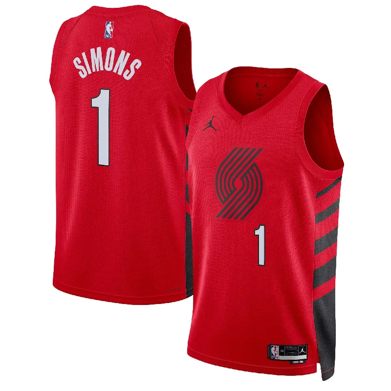 Basketball Jersey For Women-Anfernee Simons Portland Trail Blazers Jordan Brand Unisex Swingman Basketball Jersey - Statement Edition - Red