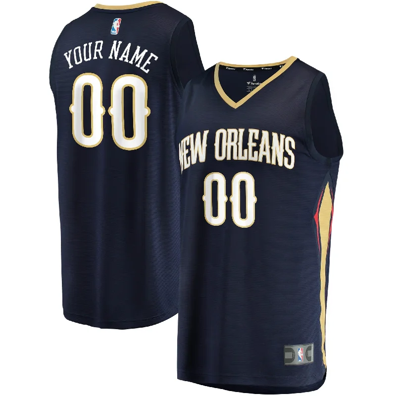 Basketball Jersey With Custom Player Names-New Orleans Pelicans Branded Fast Break Custom Basketball Jersey Navy - Icon Edition