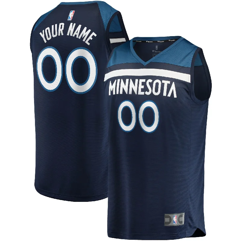 Basketball Jersey With High-Performance Fabric-Minnesota Timberwolves Branded Fast Break Custom Basketball Jersey Navy - Icon Edition