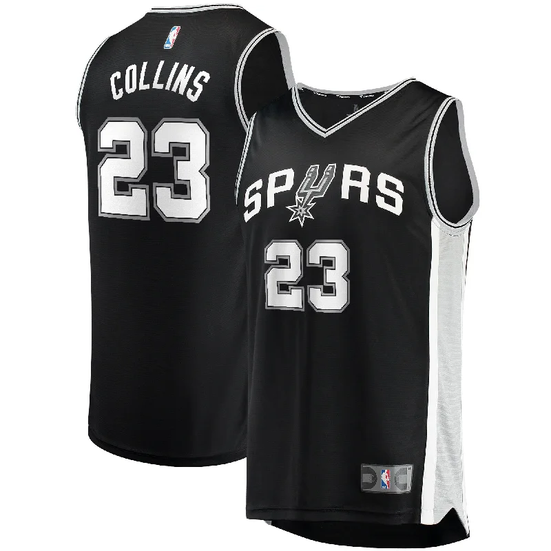 Basketball Jersey For Streetwear Style-Zach Collins San Antonio Spurs Branded Fast Break Basketball Jersey - Icon Edition - Black