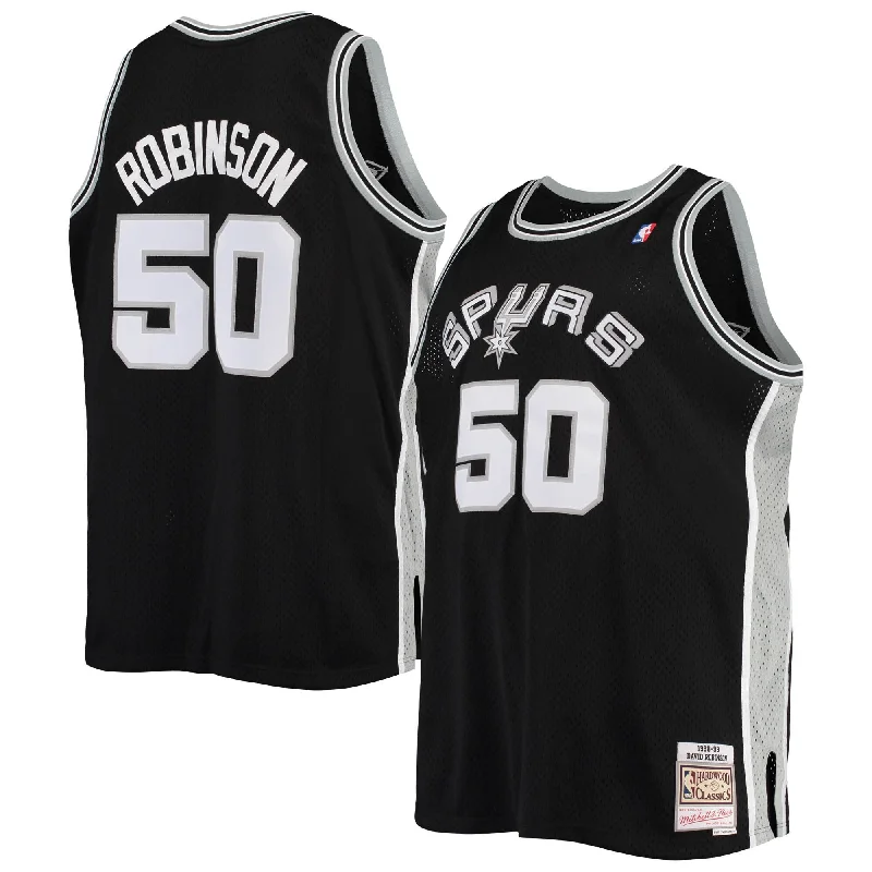 Basketball Jersey For Custom Event Merchandise-David Robinson San Antonio Spurs 1998/99 Big & Tall Hardwood Classics Swingman Basketball Jersey - Black