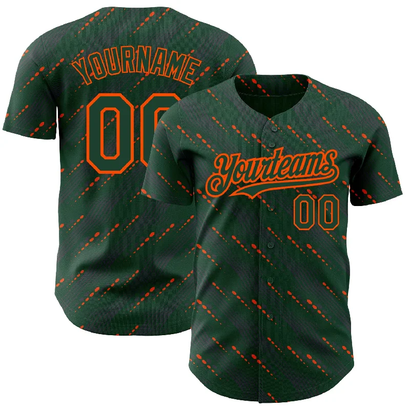 Baseball Jersey For Team Apparel Customization-Custom Green Green-Orange 3D Pattern Design Slant Lines Authentic Baseball Jersey