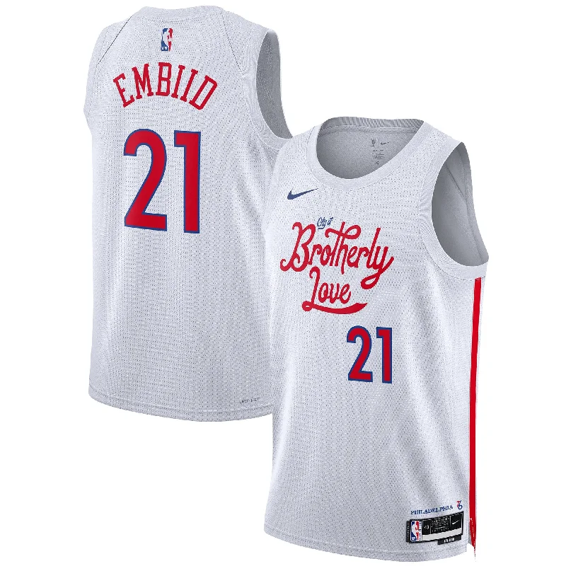 Basketball Jersey For Custom Event Merchandise-Joel Embiid Philadelphia 76ers Unisex 2022/23 Swingman Basketball Jersey - City Edition - White