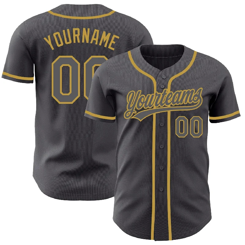 Baseball Jersey For School Spirit Apparel-Custom Steel Gray Old Gold Authentic Baseball Jersey