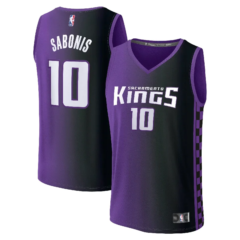 Basketball Jersey With Moisture-Wicking Fabric-Domantas Sabonis Sacramento Kings Branded Fast Break Player Basketball Jersey - Statement Edition - Purple