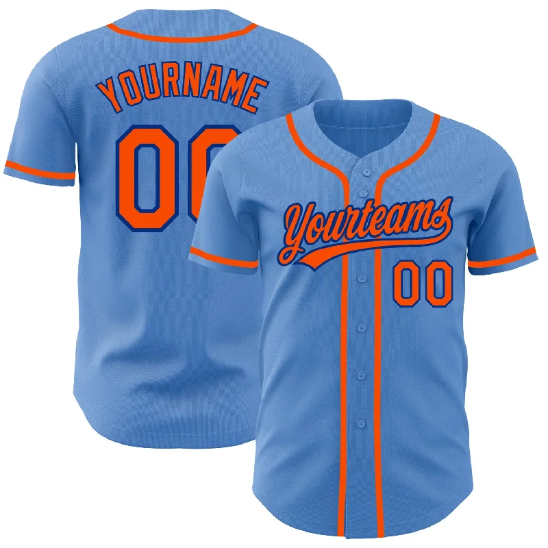 Baseball Jersey For Tournament Fan Apparel-Custom Powder Blue Orange-Royal Authentic Baseball Jersey