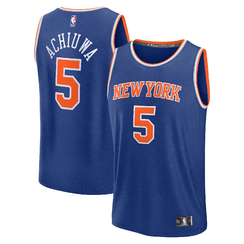 Basketball Jersey For Women-Precious Achiuwa New York Knicks Branded Fast Break Player Basketball Jersey - Icon Edition - Royal