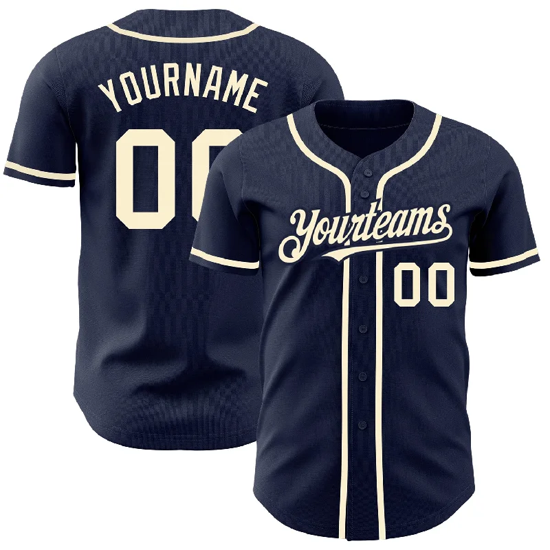 Baseball Jersey For Group Custom Fan Orders-Custom Navy Cream Authentic Baseball Jersey