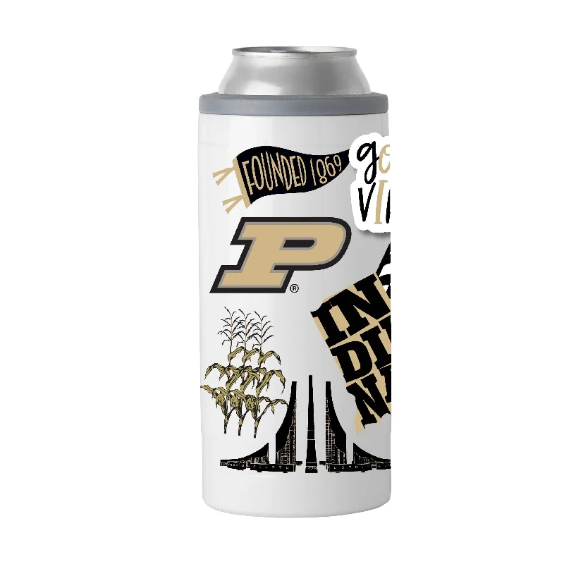 Team Mug For Softball Fan Recognition-Purdue 12oz Native Powder Coat Slim Can Coolie