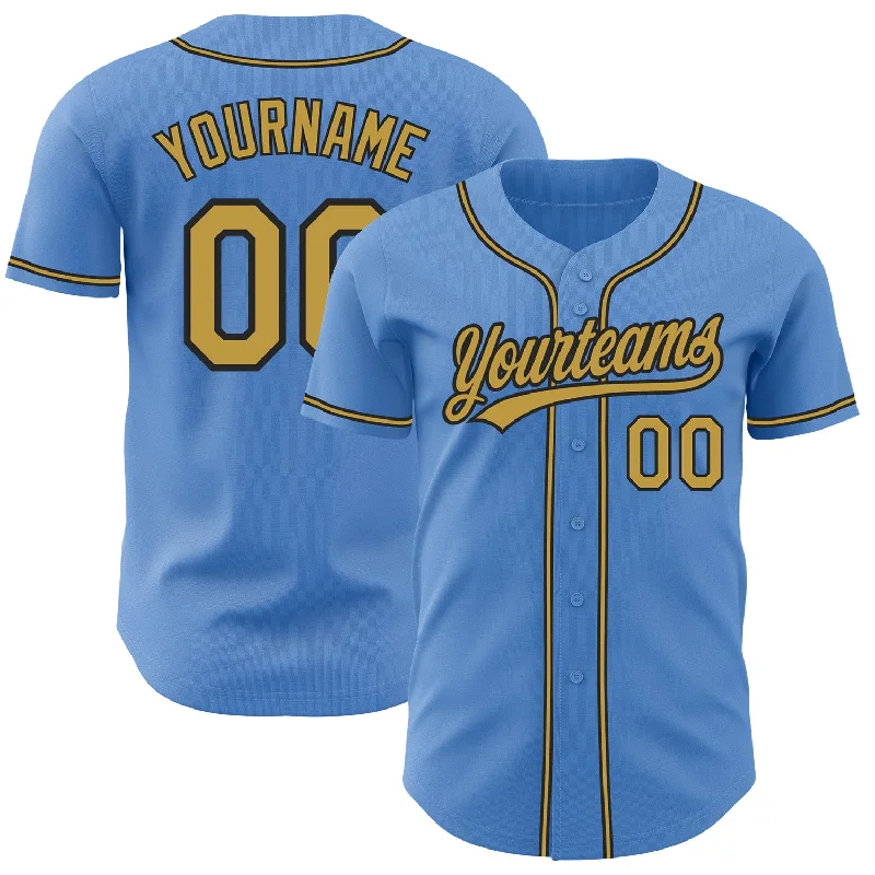 Baseball Jersey For Event Fan Gear Orders-Custom Powder Blue Old Gold-Black Authentic Baseball Jersey