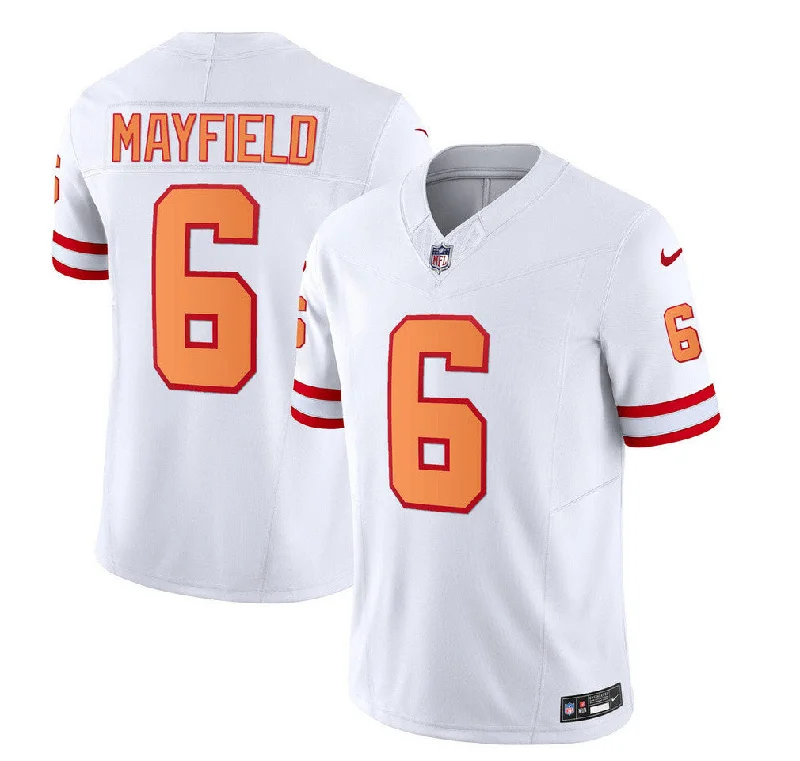 Football Jersey For Event Merchandise-Men's Tampa Bay Buccaneers #6 Baker Mayfield 2023 F.U.S.E. White Throwback Limited Football Stitched Jersey