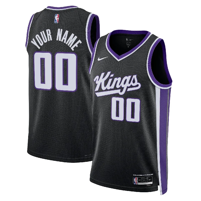 Basketball Jersey For Coaches-Sacramento Kings Unisex Swingman Custom Basketball Jersey - Icon Edition - Black