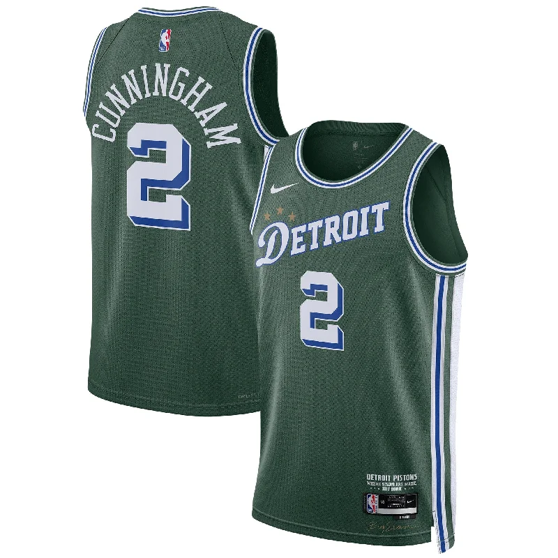 Basketball Jersey For Fast Break Players-Cade Cunningham Detroit Pistons Unisex 2022/23 Swingman Basketball Jersey - City Edition - Green