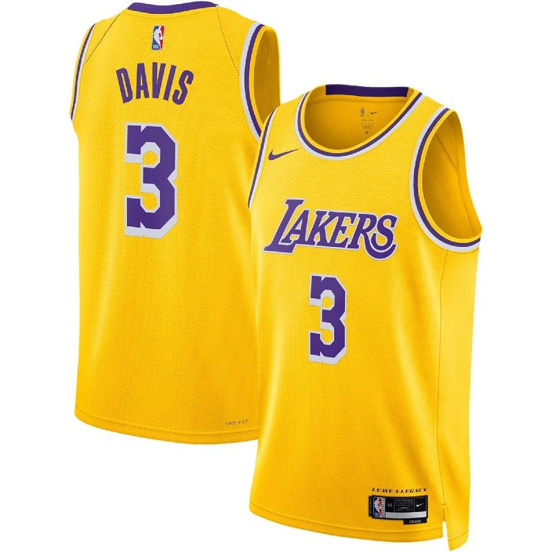 Basketball Jersey For Cold Weather-Anthony Davis Los Angeles Lakers Unisex Swingman Basketball Jersey - Icon Edition - Gold