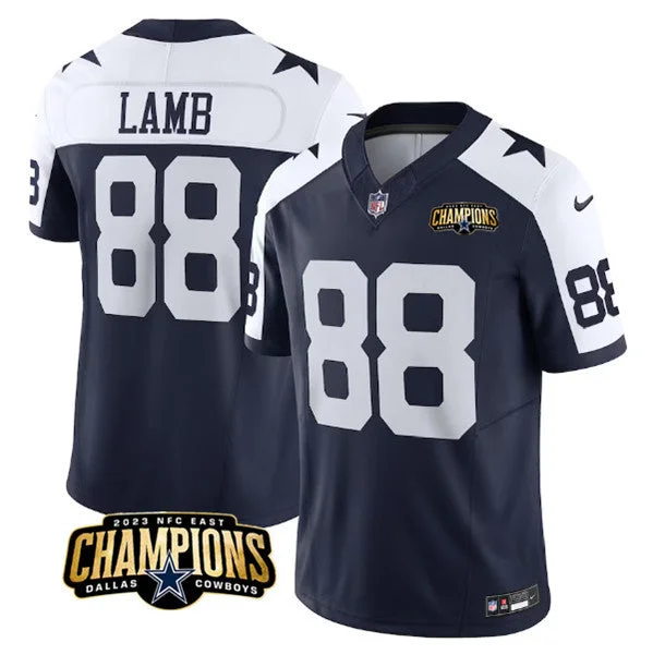 Football Jersey For Personalized Numbering-Men's Dallas Cowboys #88 CeeDee Lamb Navy/White 2023 F.U.S.E. NFC East Champions Patch Football Stitched Jersey