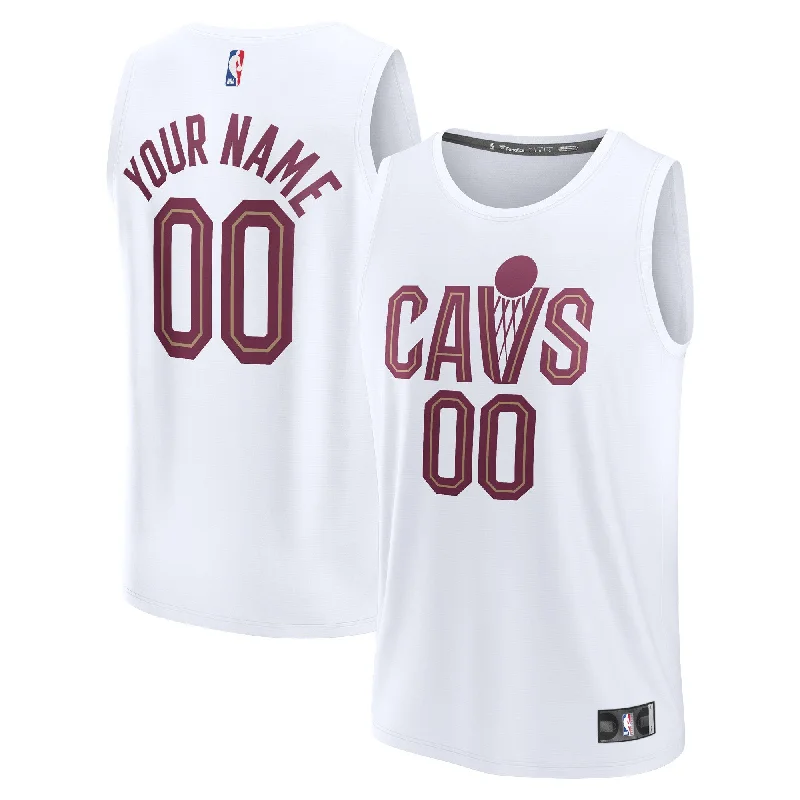 Basketball Jersey For Tournament Merchandise-Cleveland Cavaliers Branded Fast Break Custom Basketball Jersey - Association Edition - White