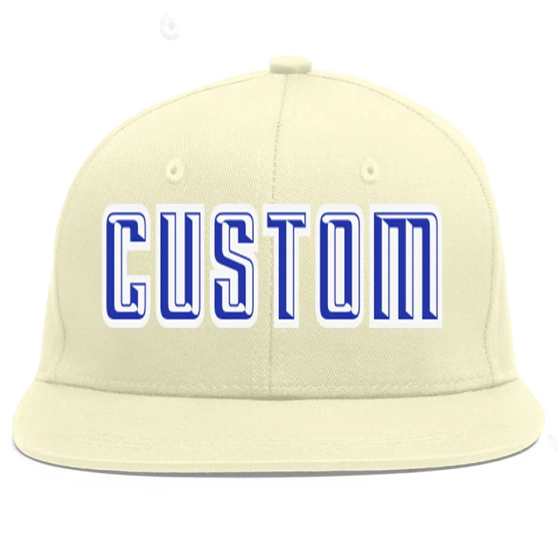 Baseball Cap For Custom Apparel Fundraisers-Custom Cream Royal-White Flat Eaves Sport Baseball Cap