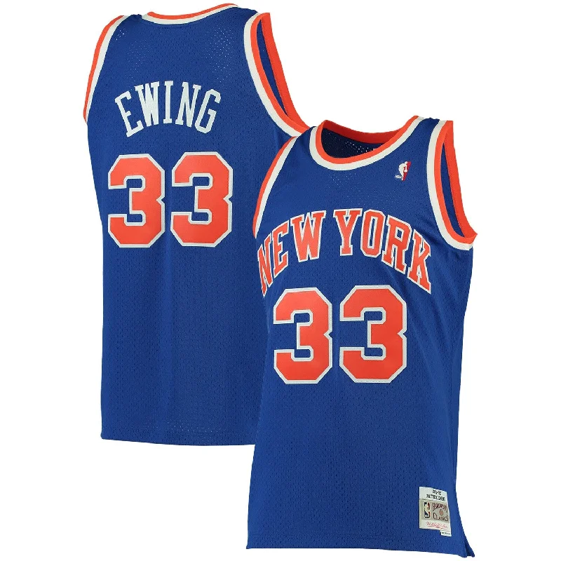 Basketball Jersey For Men-Patrick Ewing New York Knicks 1991/92 Big & Tall Hardwood Classics Swingman Basketball Jersey - Blue