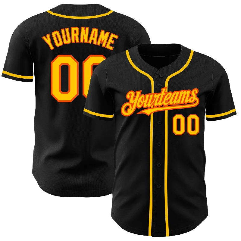 Baseball Jersey For Softball Game Custom Orders-Custom Black Yellow-Orange Authentic Baseball Jersey