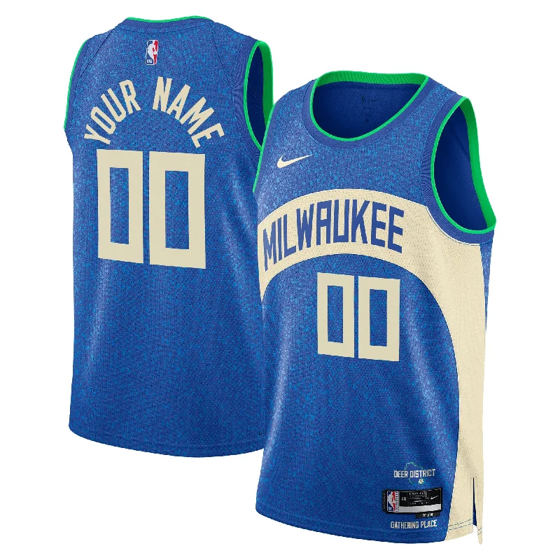 Basketball Jersey For Signature Event Merchandise-Milwaukee Bucks Unisex 2023/24 Custom Swingman Basketball Jersey - Royal - City Edition