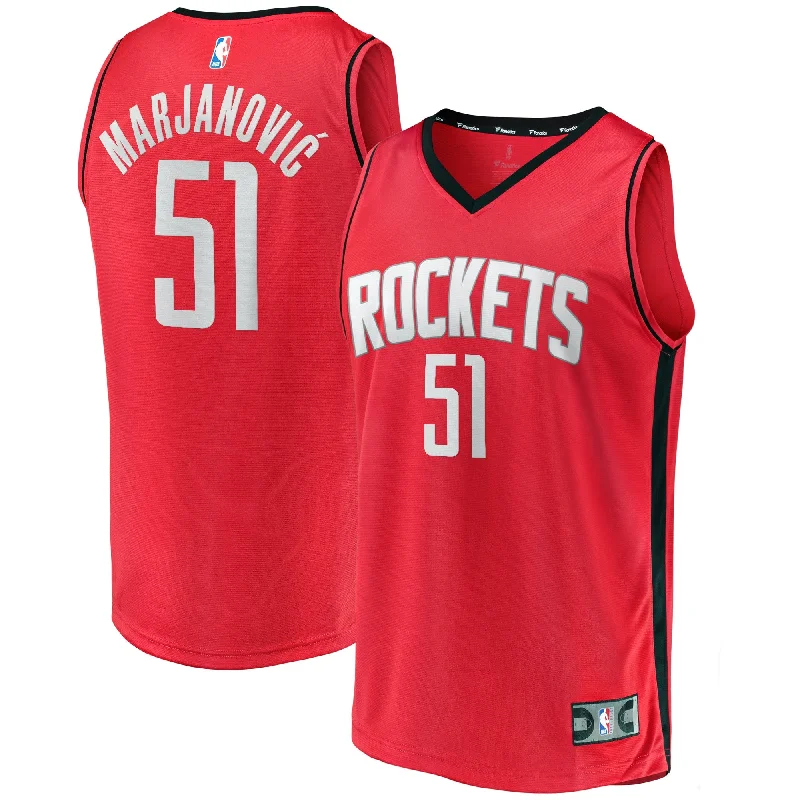 Basketball Jersey For Fan Club Merchandise-Boban Marjanovic Houston Rockets Branded Fast Break Player Basketball Jersey - Icon Edition - Red