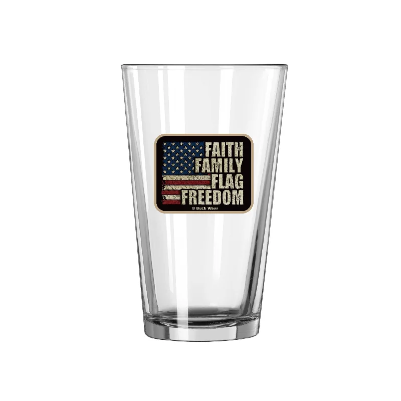 Team Mug For Personalized Tournament Gear-Freedom Flag 16oz Pint Glass