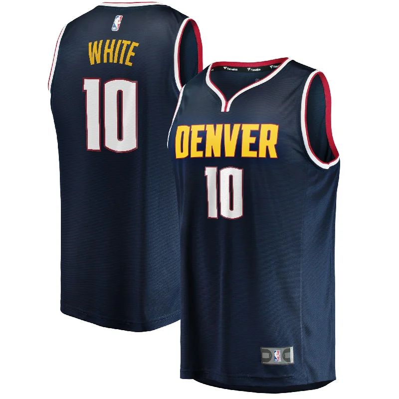 Basketball Jersey For School Teams-Jack White Denver Nuggets Branded Fast Break Player Basketball Jersey - Icon Edition - Navy