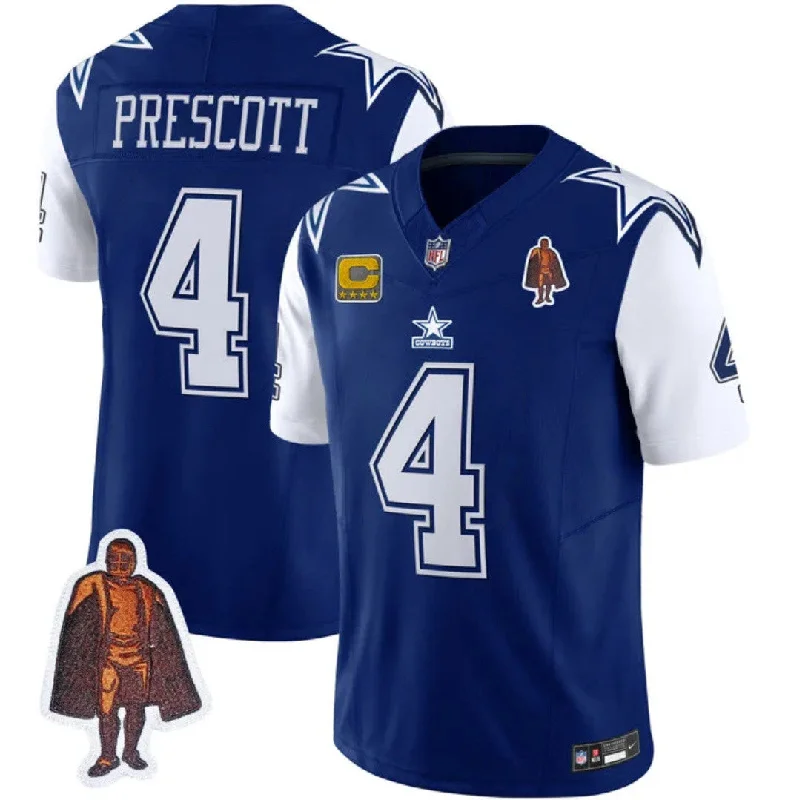 Football Jersey For Performance Wear-Men's Dallas Cowboys #4 Dak Prescott Navy 2023 F.U.S.E. With Walter Payton Patch And 4-star Patch Vapor Limited Football Stitched Jersey